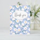 Blue Floral Flor Vielen Dank Karte (Stehend Vorderseite)