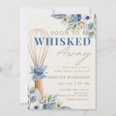 Blue Floral flüstert weg Küche Brautparty Einladung (Vorderseite)