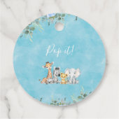 Blue Floral Foliage Safari Baby Dusche Pop It Geschenkanhänger (Rückseite)