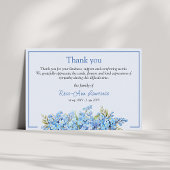 Blue floral forget-me-nots flowers funeral dankeskarte