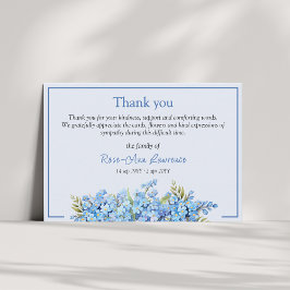 Blue floral forget-me-nots flowers funeral dankeskarte