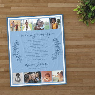 Blue Floral Foto Collage Psalm Memorial Fleecedecke