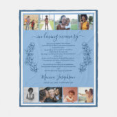 Blue Floral Foto Collage Psalm Memorial Fleecedecke (Vorderseite)