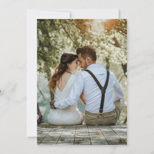 Blue Floral Foto Hochzeitsempfang Einladung (Rückseite)