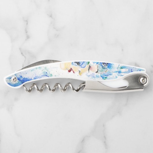 Blue Floral Frau Waiter's Corkschraube Kellnermesser (Rückseite)