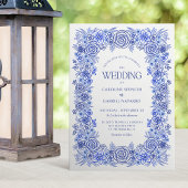 Blue Floral French Chinoiserie Wedding Einladung