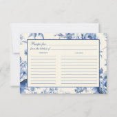 Blue Floral French Toile Brautparty Rezept Card Save The Date (Vorderseite)