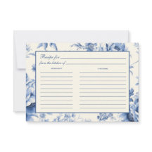 Blue Floral French Toile Brautparty Rezept Card
