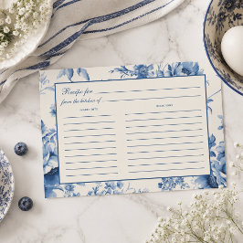 Blue Floral French Toile Brautparty Rezept Card Save The Date