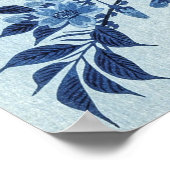 Blue Floral Full Moon Art Poster (Ecke)