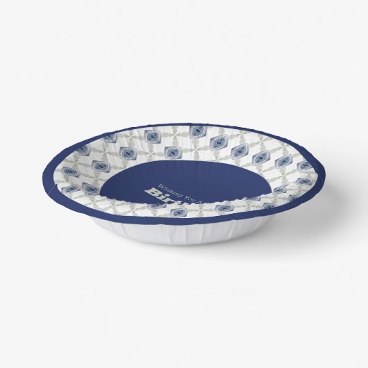 Blue Floral Gemustert Paper Bowl Pappteller (Gewinkelt)