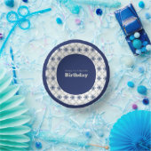 Blue Floral Gemustert Paper Bowl Pappteller (Party)