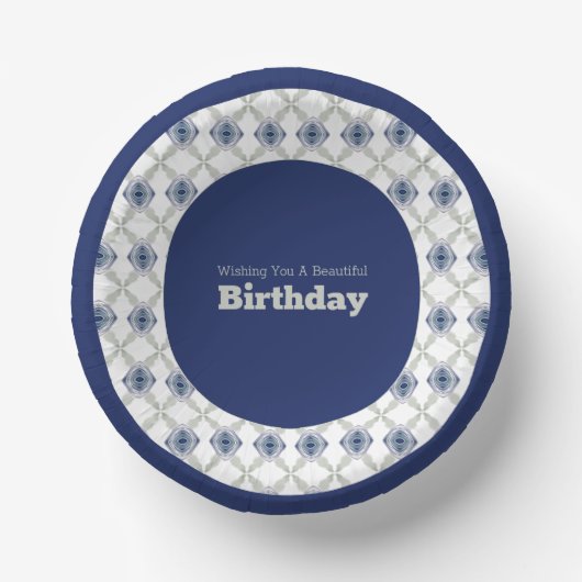 Blue Floral Gemustert Paper Bowl Pappteller (Vorderseite)