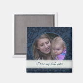 Blue Floral Gerahmt: Schwester: Picture Magnet (Vorderseite/Rückseite)