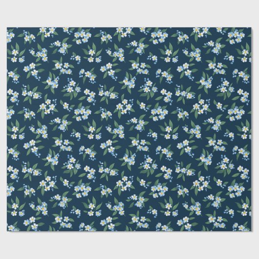 Blue Floral Geschenkpapier (Flach)
