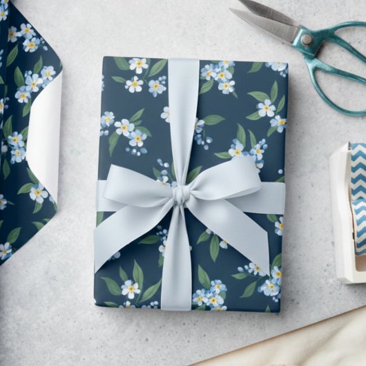 Blue Floral Geschenkpapier