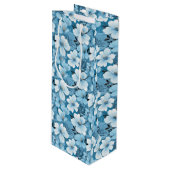 Blue Floral Gift Bag Geschenktüte Für Weinflaschen (Vorderseite Schrägansicht)
