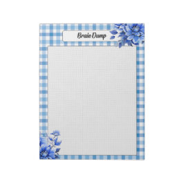 Blue Floral Gingham_ Brain Dump Notizblock