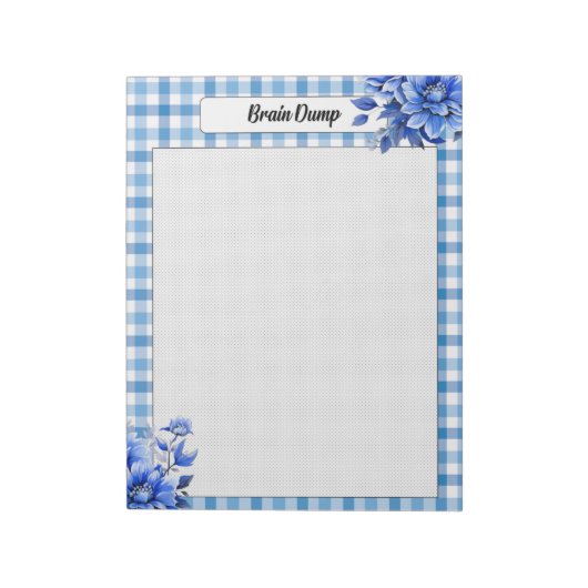 Blue Floral Gingham_ Brain Dump Notizblock (Rotiert)
