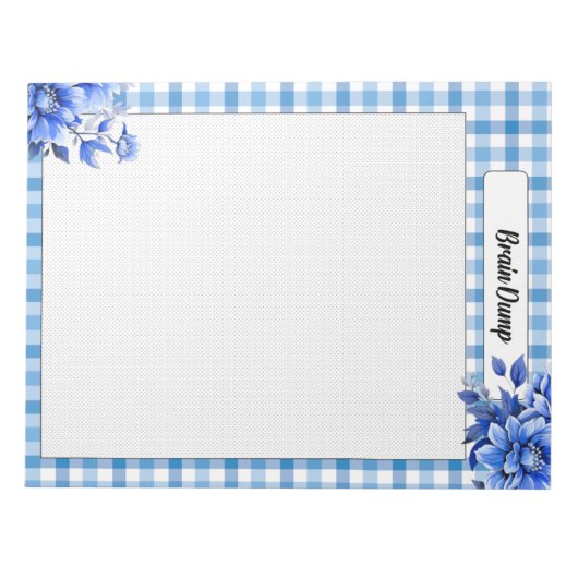 Blue Floral Gingham_ Brain Dump Notizblock (Vorderseite)