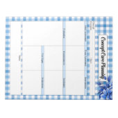 Blue Floral Gingham_Concept Care Planning Notizblock (Vorderseite)