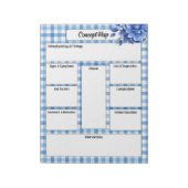 Blue Floral Gingham _ Concept Map Notizblock (Rotiert)