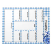 Blue Floral Gingham _ Concept Map Notizblock (Vorderseite)