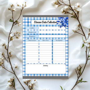 Blue Floral Gingham _ Disease Data Collection Notizblock