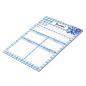 Blue Floral Gingham _Drug Card Notizblock (angewinkelt)
