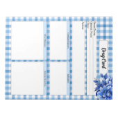 Blue Floral Gingham _Drug Card Notizblock (Vorderseite)