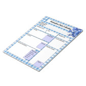 Blue Floral Gingham _ Erhebung von Arzneimitteldat Notizblock (angewinkelt)