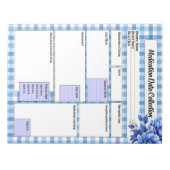 Blue Floral Gingham _ Erhebung von Arzneimitteldat Notizblock (Vorderseite)
