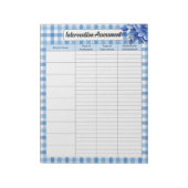 Blue Floral Gingham — Interventionsbewertung Notizblock (Rotiert)