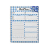 Blue Floral Gingham _ Klinische Planung Notizblock (Rotiert)