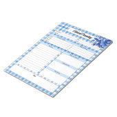 Blue Floral Gingham _ Klinische Planung Notizblock (angewinkelt)