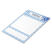 Blue Floral Gingham _ Monatlicher Planet Notizblock (angewinkelt)