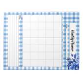 Blue Floral Gingham _ Monatlicher Planet Notizblock (Vorderseite)