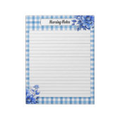 Blue Floral Gingham_ Nährwertangaben Notizblock (Rotiert)