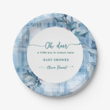  Blue Floral Gingham oh deer baby shower 