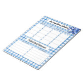 Blue Floral Gingham_ Pflege von Daten Notizblock (angewinkelt)