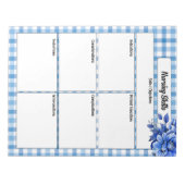 Blue Floral Gingham_ Pflegefähigkeiten Notizblock (Vorderseite)