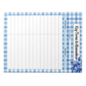 Blue Floral Gingham _ Schlüsselbegriffe zur Erinne Notizblock (Vorderseite)