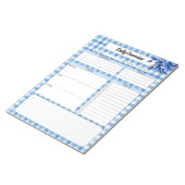 Blue Floral Gingham_ Tägliche Übersicht Notizblock (angewinkelt)