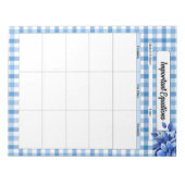 Blue Floral Gingham _ Wichtige Gleichungen Notizblock (Vorderseite)
