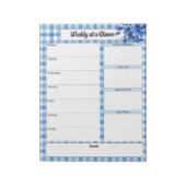 Blue Floral Gingham_ Woche auf einen Blick Notizblock (Rotiert)