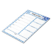 Blue Floral Gingham_ Woche auf einen Blick Notizblock (angewinkelt)