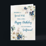 Blue Floral Girlfriend Geburtstagskarte Karte<br><div class="desc">Eine schöne Karte für Ihre Freundin an ihrem Geburtstag mit eleganten marineblauen und cremefarbenen Blume.</div>