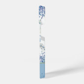 Blue Floral Glitzer Benutzerdefinierter Personalis iPhone Hülle (Linke Seite)