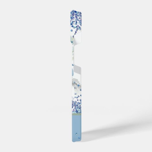 Blue Floral Glitzer Benutzerdefinierter Personalis iPhone Hülle (Linke Seite)