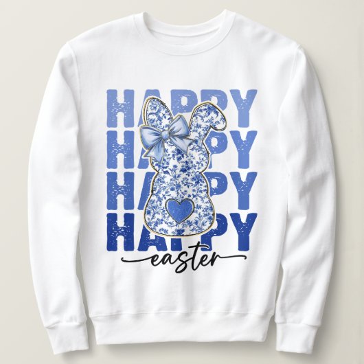 Blue Floral Glitzern Osterfest Bunny Coquette Sweatshirt (Design vorne)